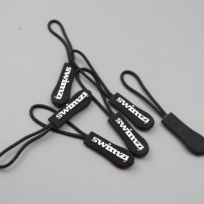 Rubber Logo zipper pull with cord custom pvc tactical patches shoe tag