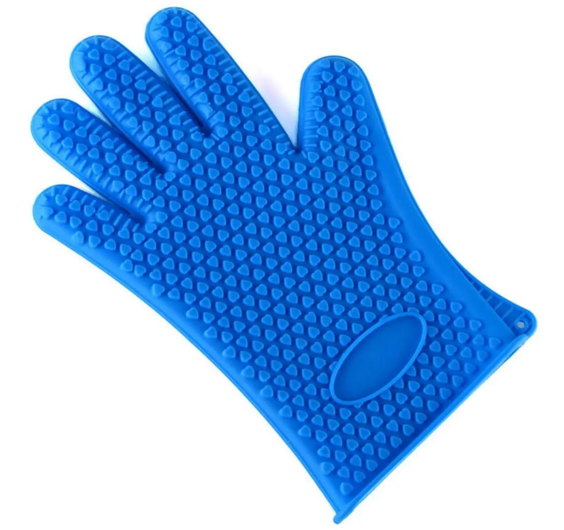 Premium Quality Silicone Heat Resistant Multi-Purpose Grilling BBQ Mitts For Baking Silicon Oven Mitts Blue