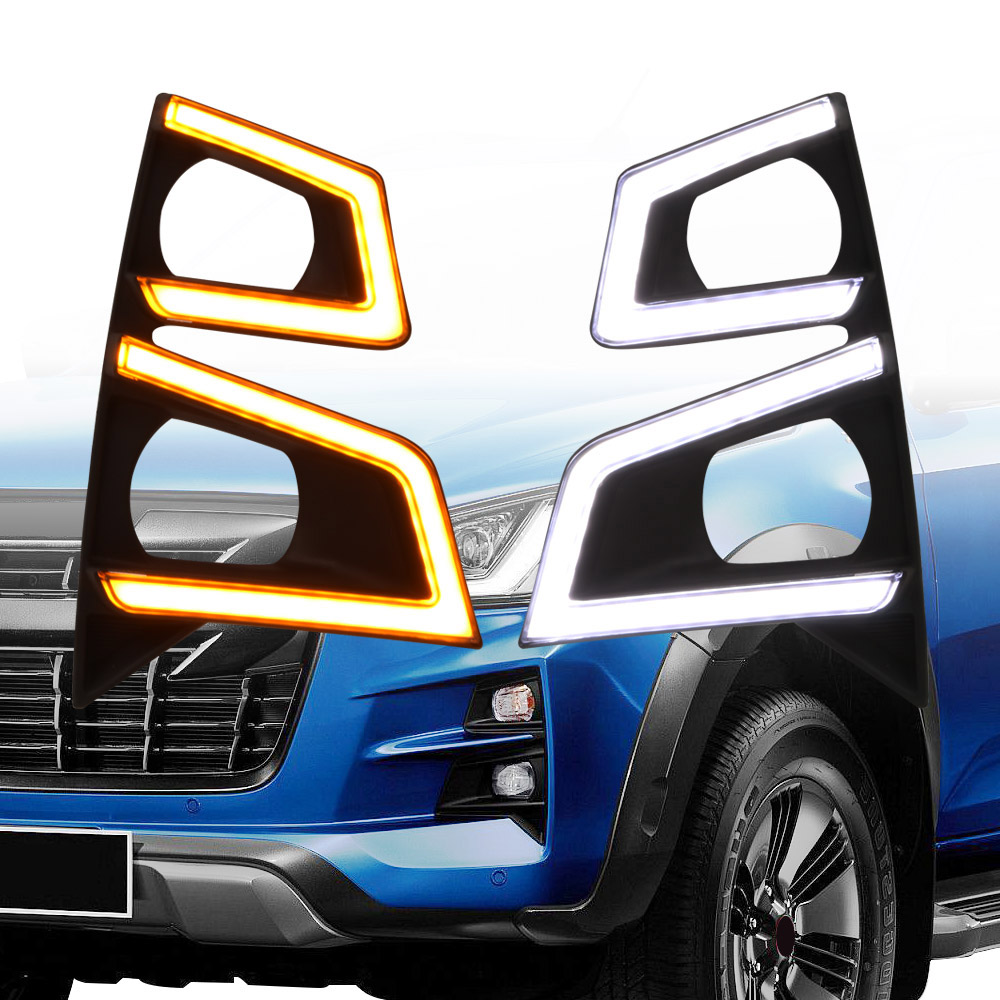Новые светодио дный дневные ходовые огни для D-MAX 2020 DMAX 2021 передний бампер DRL + Streamer желтые поворотники