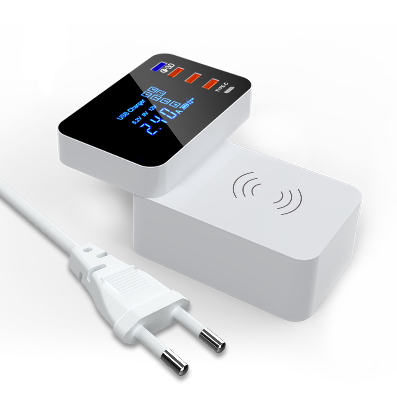 ЖК-дисплей usb зарядное устройство 5 В 8A 10 Вт QC быстрое зарядное устройство Тип c беспроводной сотовый телефон зарядное устройство