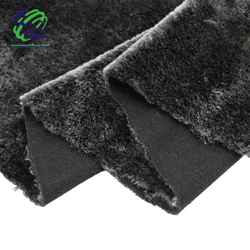 China Manufacturer Wholesale 10mm 100%Polyester Black Frost Boa Faux Fake Fur Plush Fabric For Shoes