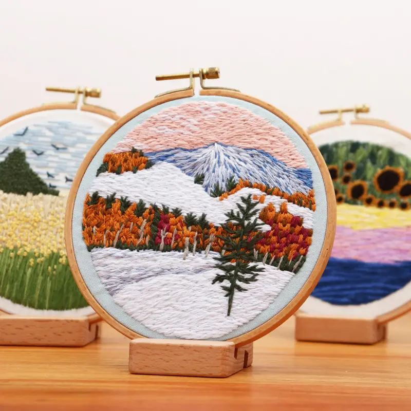 8 Designs New Arrival DIY Embroidery Kit Landscape & Scenery Embroidery Painting Cross stitch Handwork Wall Decor Creative Gift