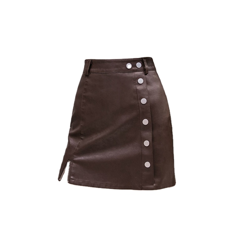 Women's PU leather mini skirt autumn and winter ladies bag hip pencil skirt XL
