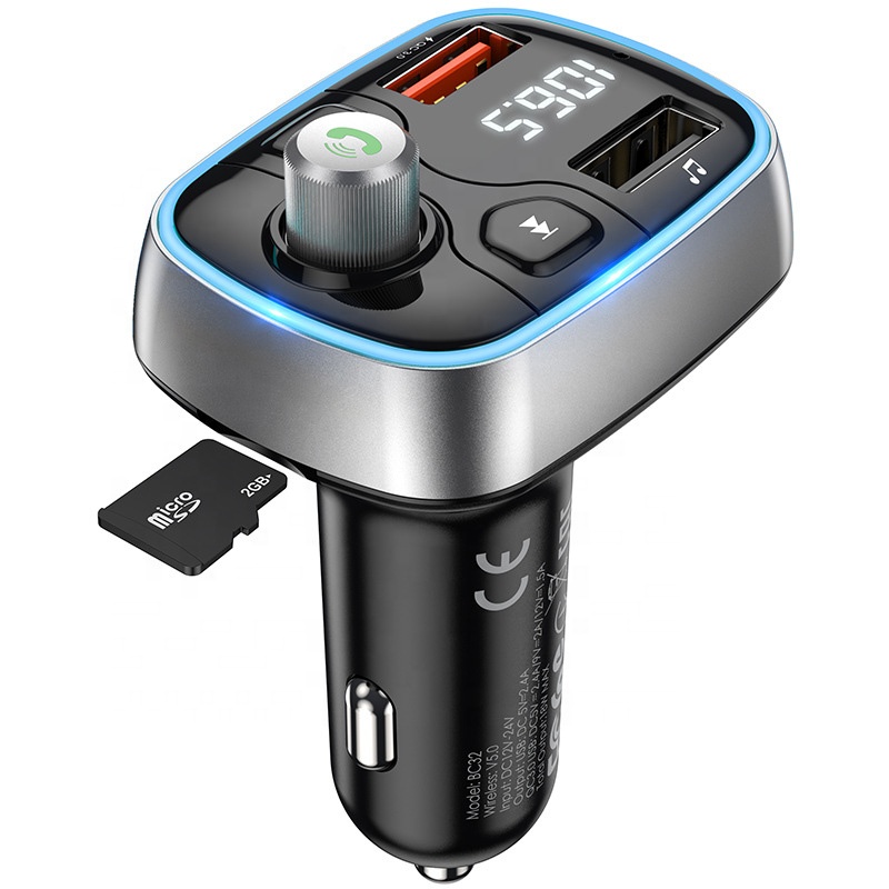 2021 Автомобильный FM-передатчик, аудиоприемник, адаптер Bluetooth 5,0, двойной USB QC3.0, быстрое зарядное устройство