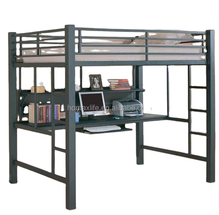 Hot Selling Fashion Modern Metal Workstation Adult Loft Bed With Desk Customizable