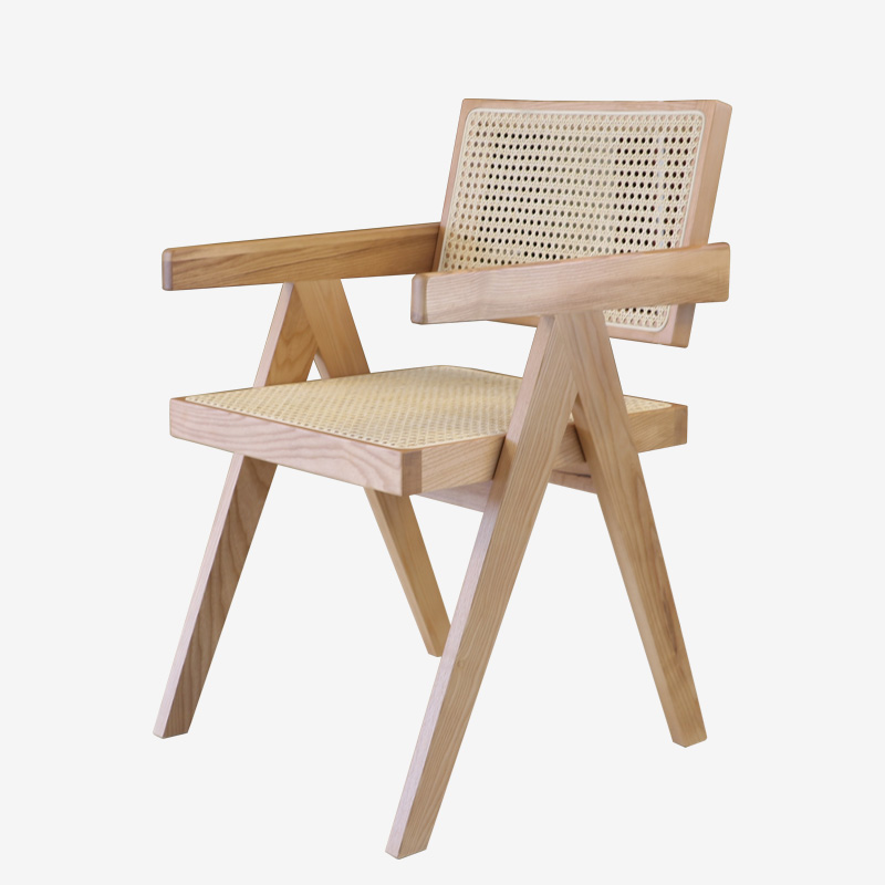 Новый стул из цельной древесины простого дизайна pierre jeanneret le corbusier, стул из цельной древесины из ротанга, обеденный стул для продажи
