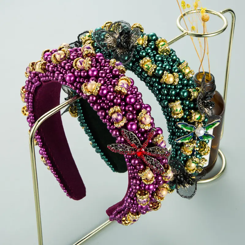 Rhinestone Headband Diadema Crystal Headband Color Beaded Flower Hair Accessory