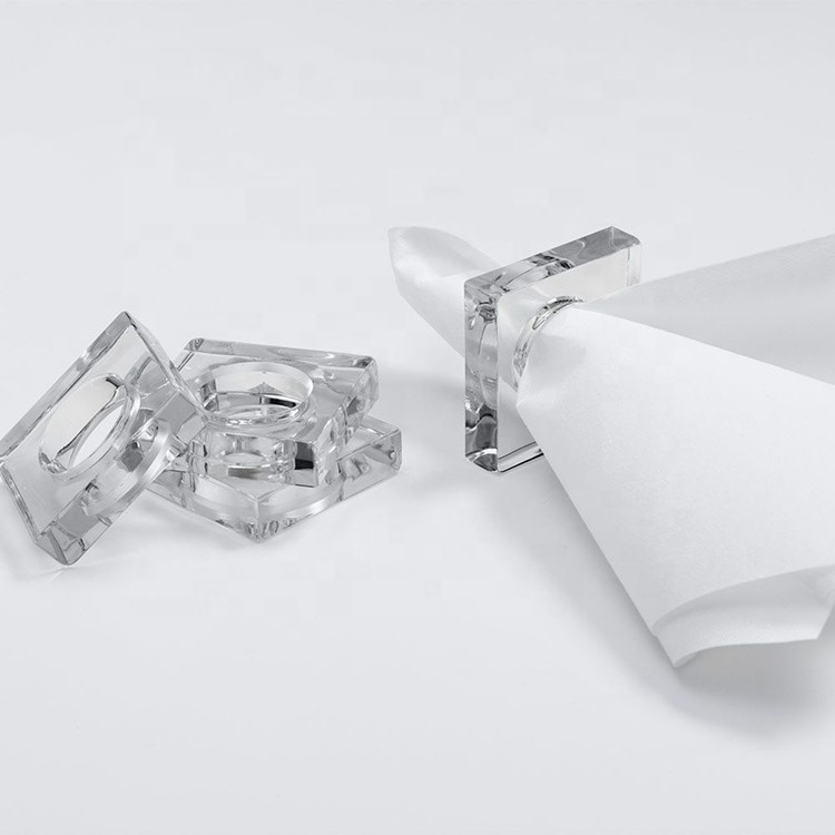 high transparent lucite acrylic napkin rings table decoration crystal hotel napkin holder with slot