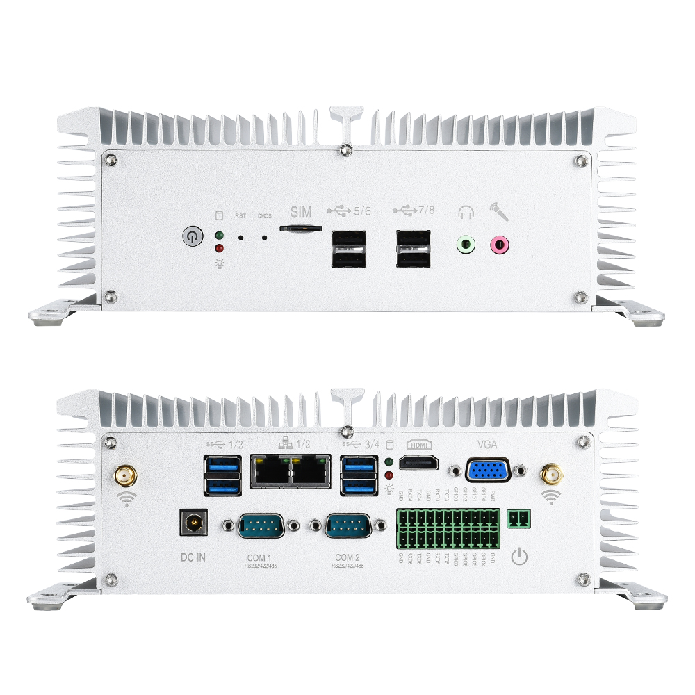 Qunshitech промышленный мини-ПК 2 Ethernet RJ45 безвентиляторный Itx i5 8250U 7200U I7 7500U настольный компьютер 2 Lan 8 Usb RS232 RS485 Gpio