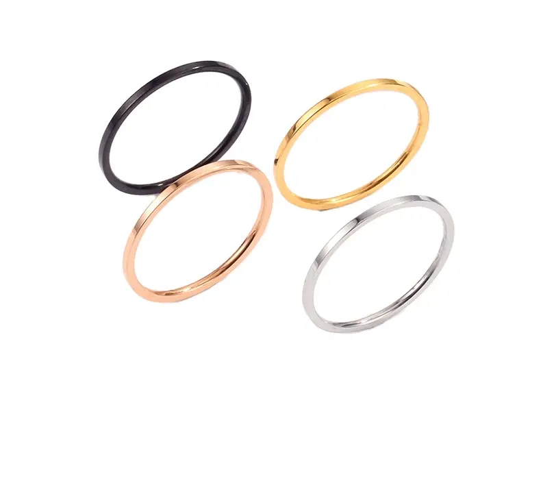 Новинка модное простое глянцевое кольцо из титановой стали 1 мм позолоченное из розового золота 18 карат сферическое кольцо из нержавеющей стали пара