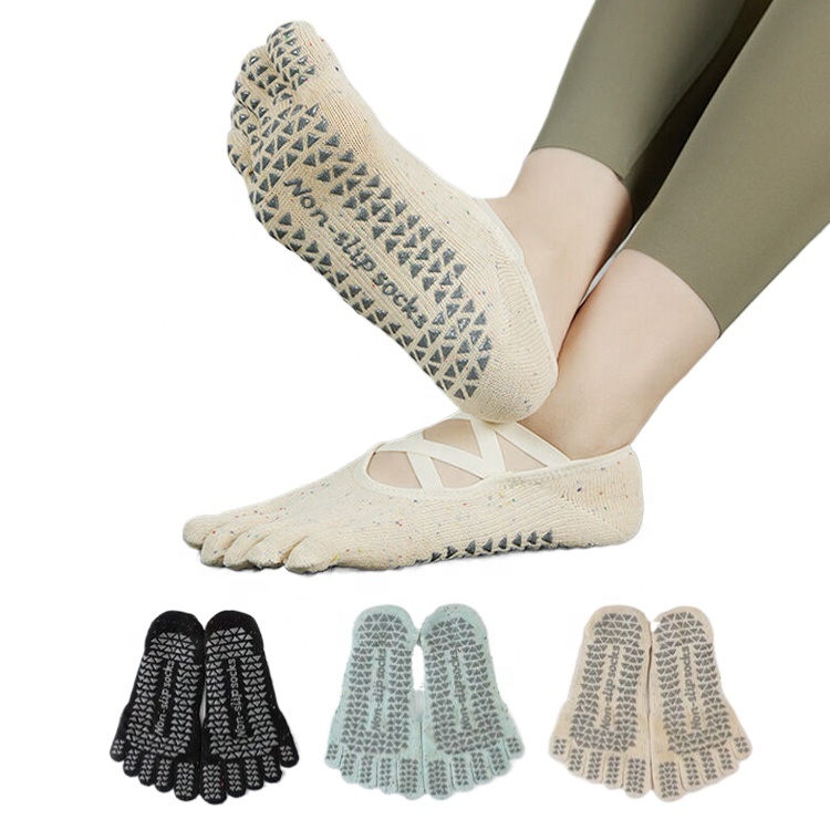 Non-slip Fitness Socks Pilates Socks Yoga Five Finger Socks New Multi-strap Indoor Auxiliary Sports Women Casual Standard Solid