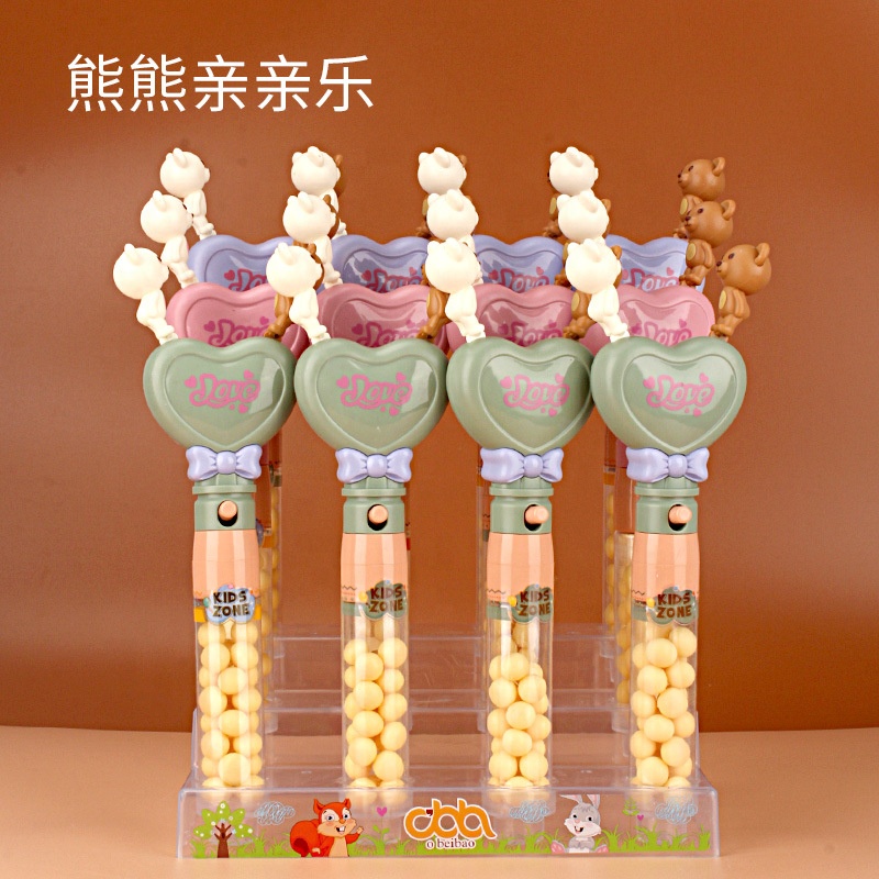 2023 Creative Kiss bear sugar toys children's small steamed bread snacks popping candy children gift candy toys