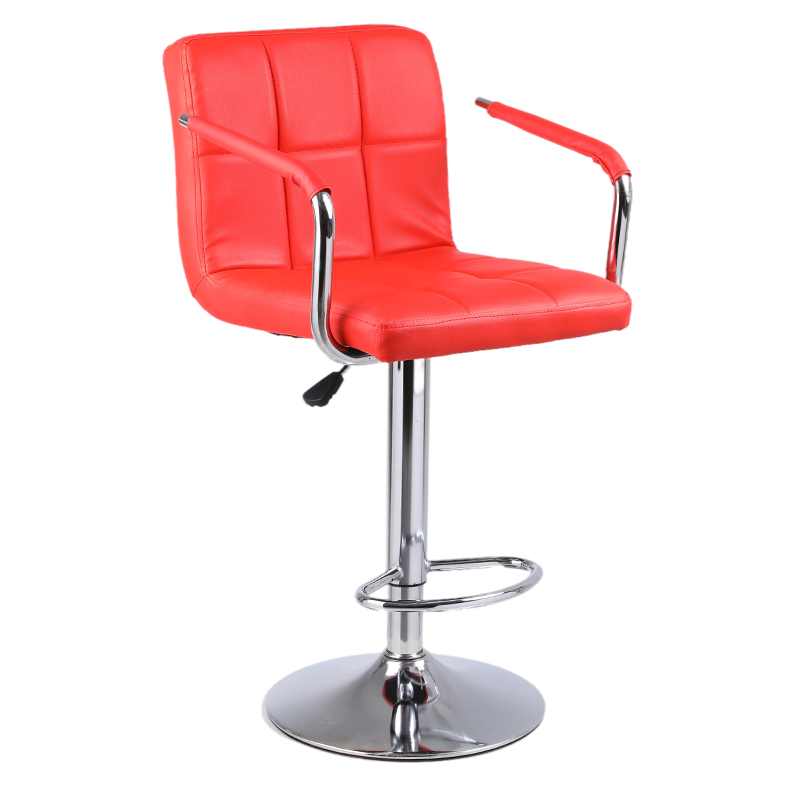 Furniture Rotating Red Pp Seat Adjustable Height Bar Stool With Chrome Footrest