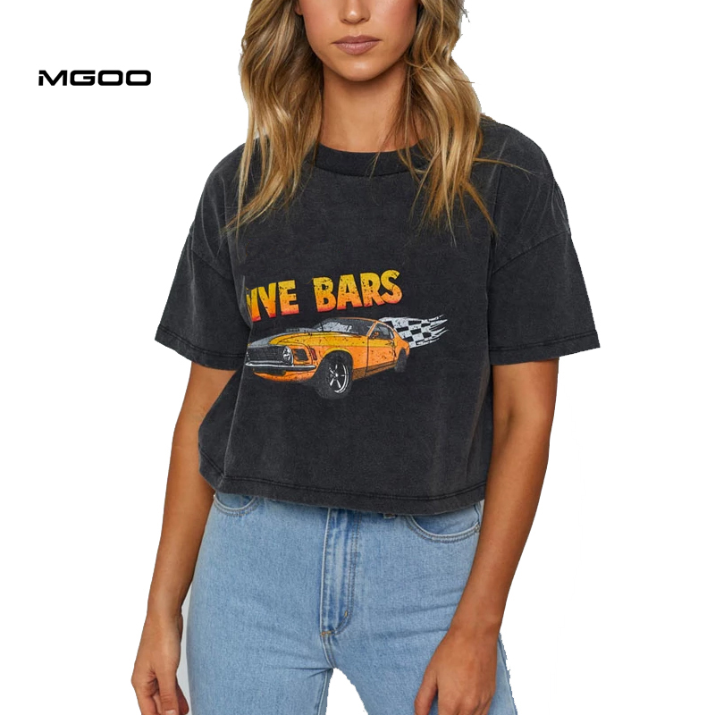 MGOO Solid Blank Crop Top Women Sexy Tee Tight Fit Short Sleeve Spandex T Shirt Women Custom Design