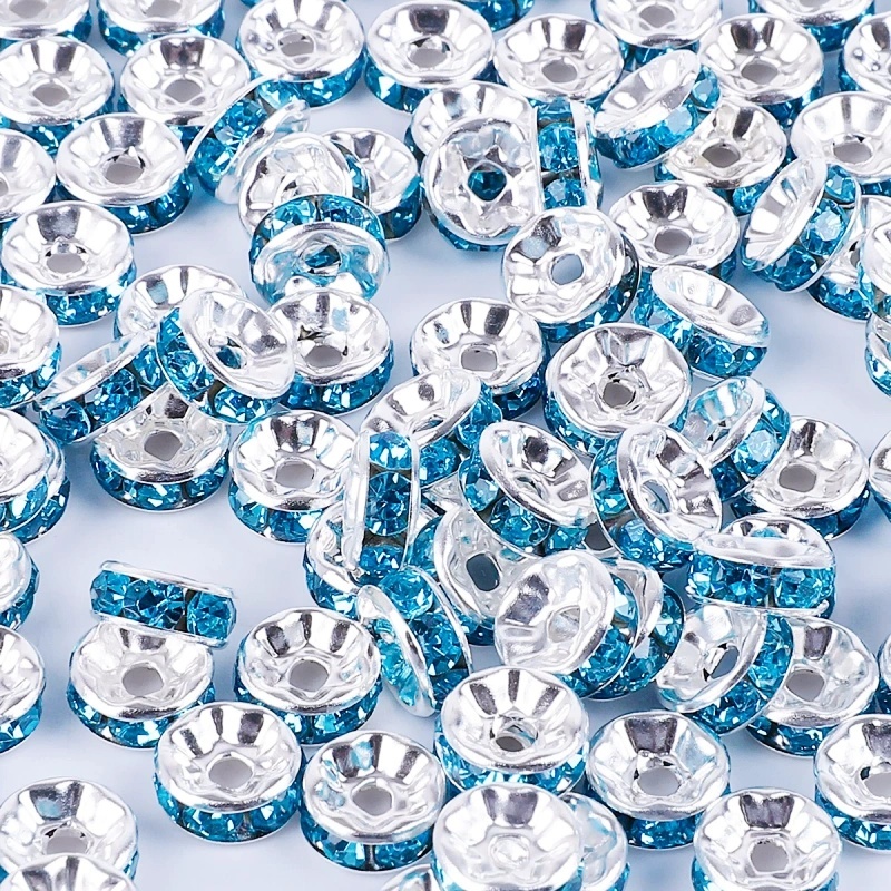 Popular 8mm Loose Rondelle Crystal Lampwork Glass Beads Glass Rhinestone Spacer Beads for DIY Jewelry Making Accessories