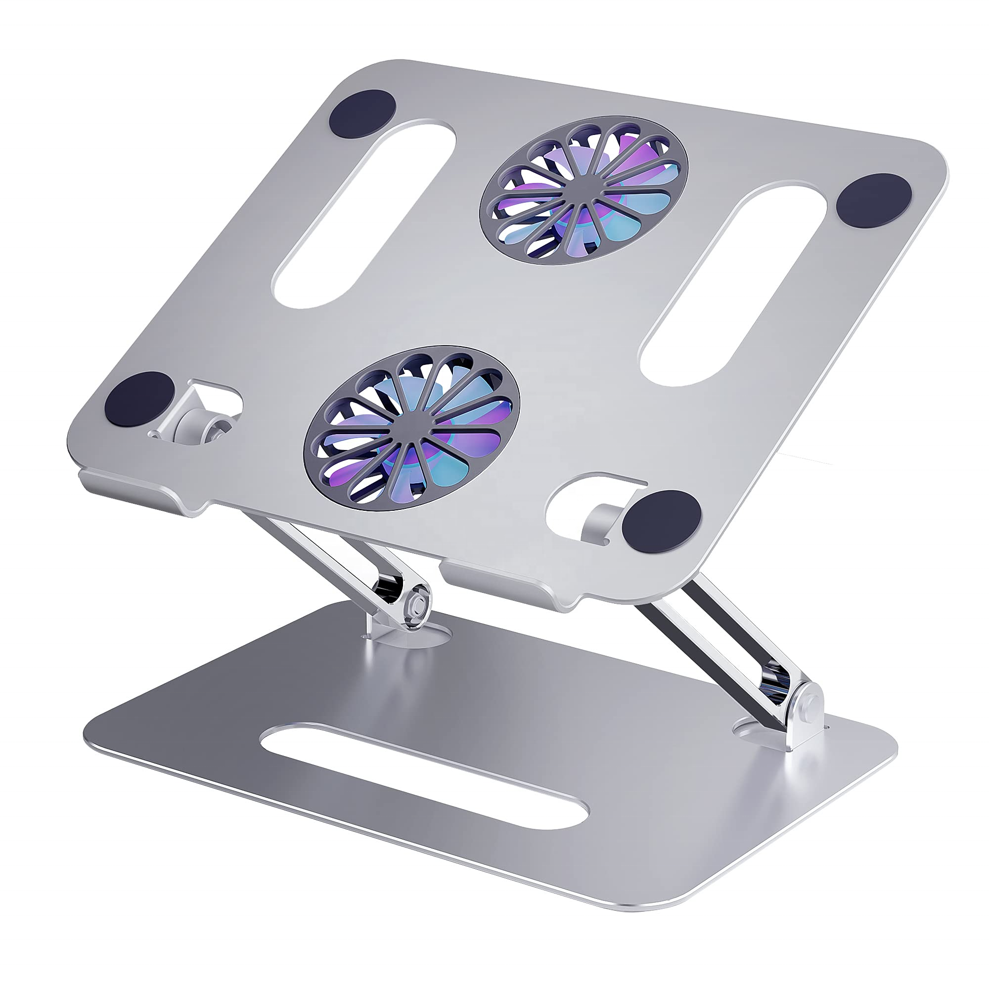 USLION 2021 New Aluminum Adjustable Laptop Stand with Fan Riser Notebook Stand Portable Laptop Holder for Desk Ergonomic