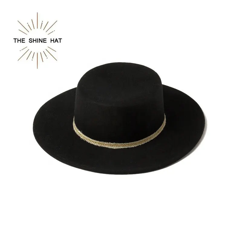 Wholesale vintage classic wide brim faux wool felt fedora men woman panama hat felt bucket hat womens