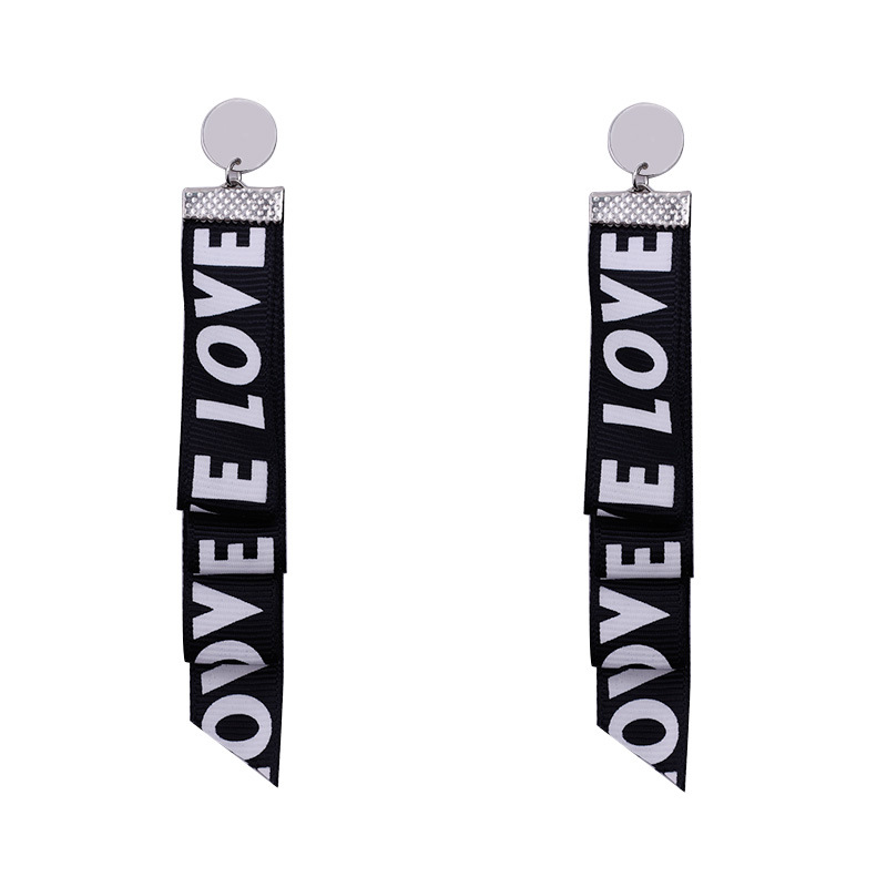 Fashion Love Printed Grosgrain Ribbon Earring Women Personalized Custom Logo