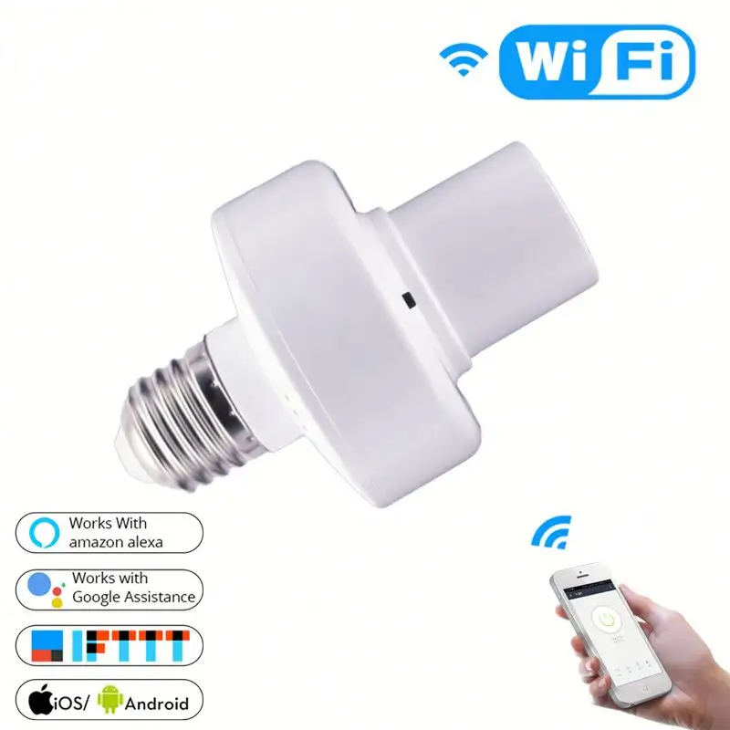2020 Newest Tuya Smart Life WiFi Wireless Lighting Holder E27 LED Wifi Light Bulb Socket Smart Lamp Base