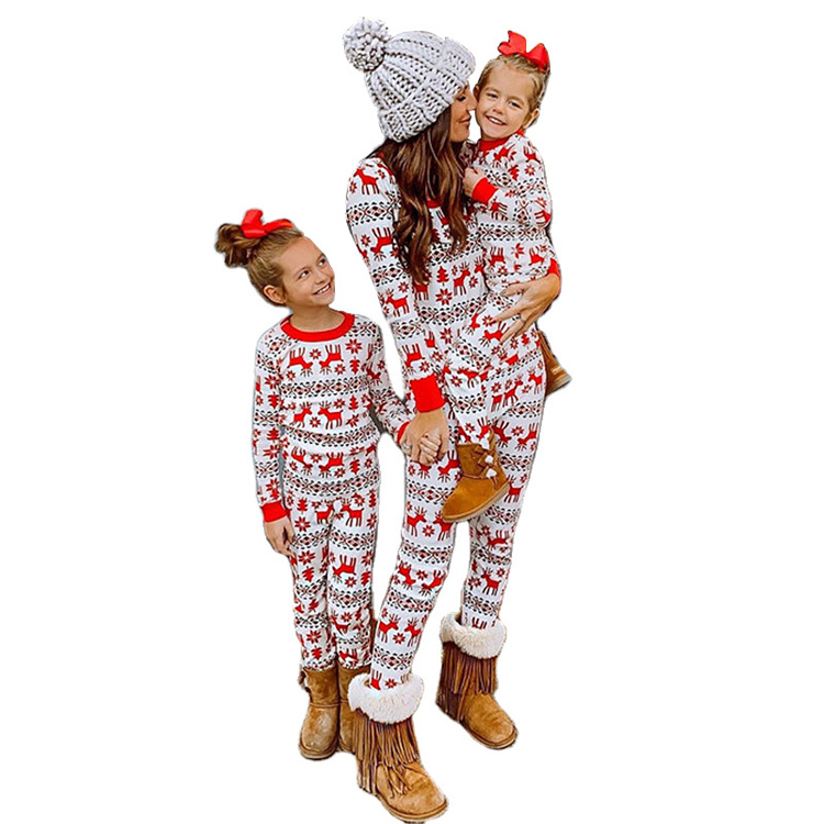 Women's Christmas Elk Printed Casual Home Pajamas Parent-child Set Parent-child Outfit