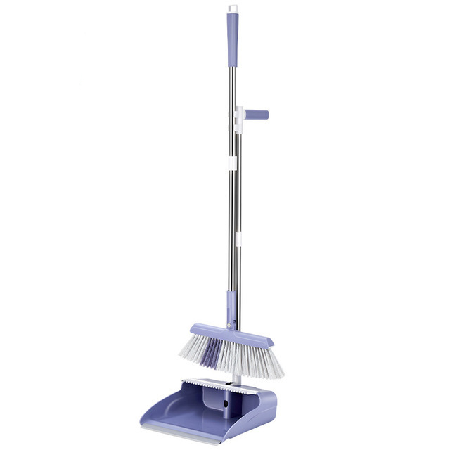 New Arrival Purple Color Multifunction Long Handled Stand Brooms   Dustpans Set