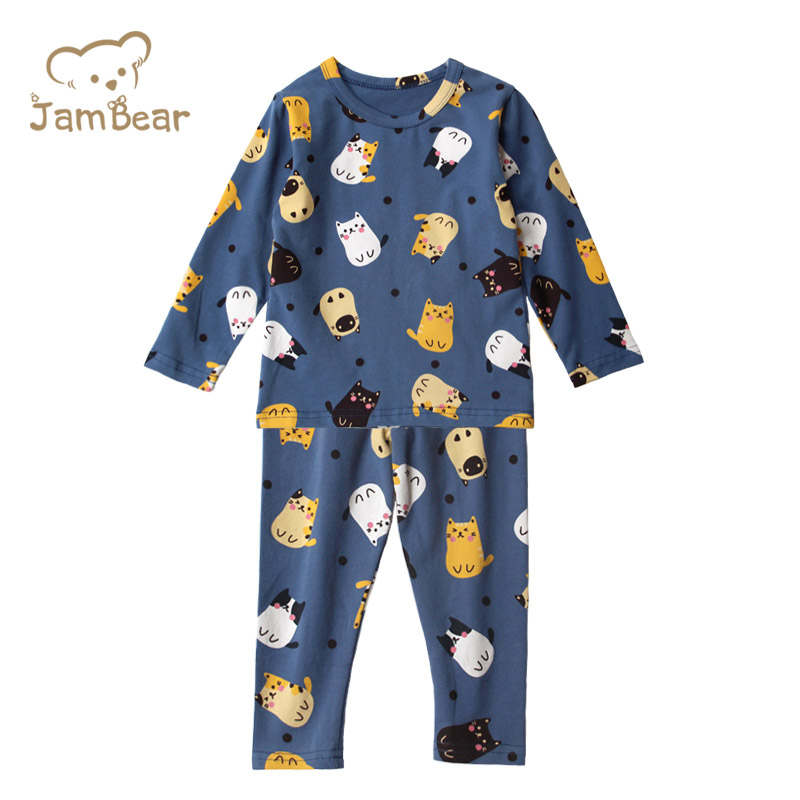 JamBear Kids Pajamas Suit Pants 2 pieces Underwear Clothes Suits baby Long Johns clothes kids baby boy clothing sets