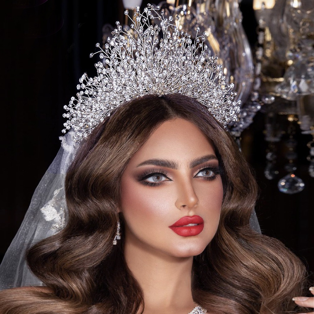 Ювелирные украшения Queen Head для девушек, оптовая продажа, тиара со стразами, аксессуары для волос, блестящие свадебные кристаллы, большая круглая Свадебная Серебряная корона