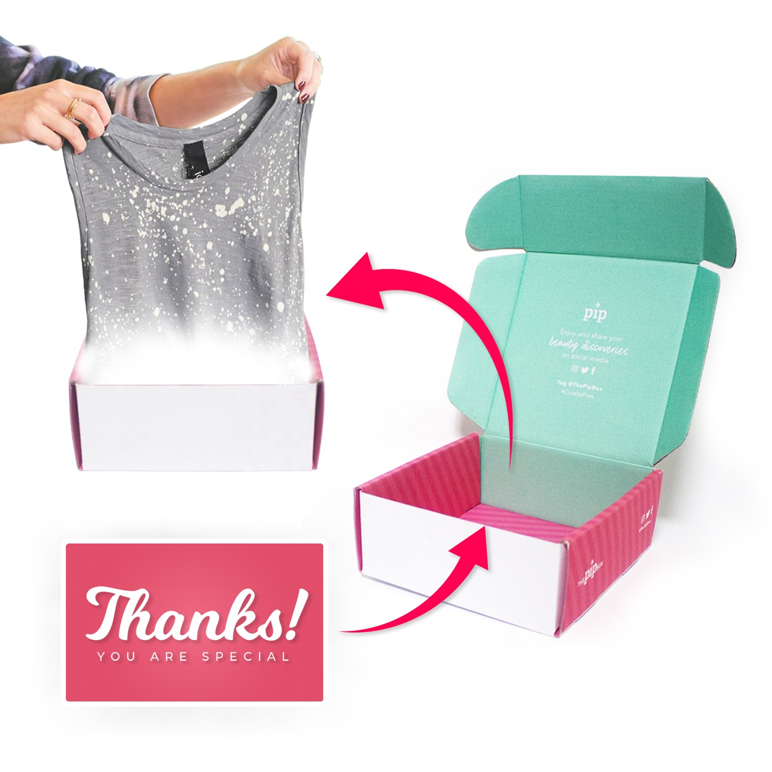 Custom Apparel Packaging Boxes For Clothing With Tissue Wrapping Paper & Paper Card, One-stop Clothes / Shirt Packaging Solution