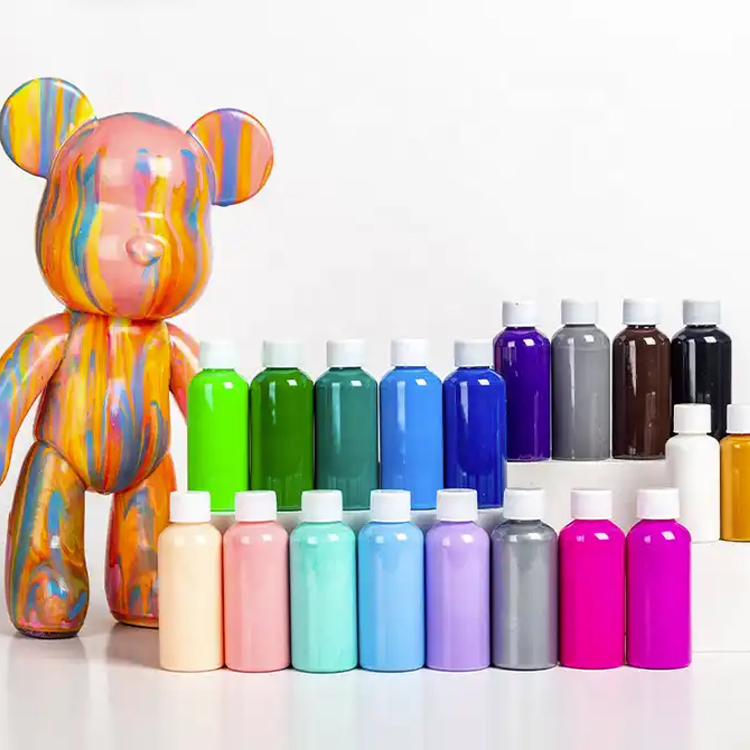 2024 Wholesale Acrylic Pouring Paint Set with Acrylic Paint Bear and Tools Art Painting Glass Paint Drawing Toys Set