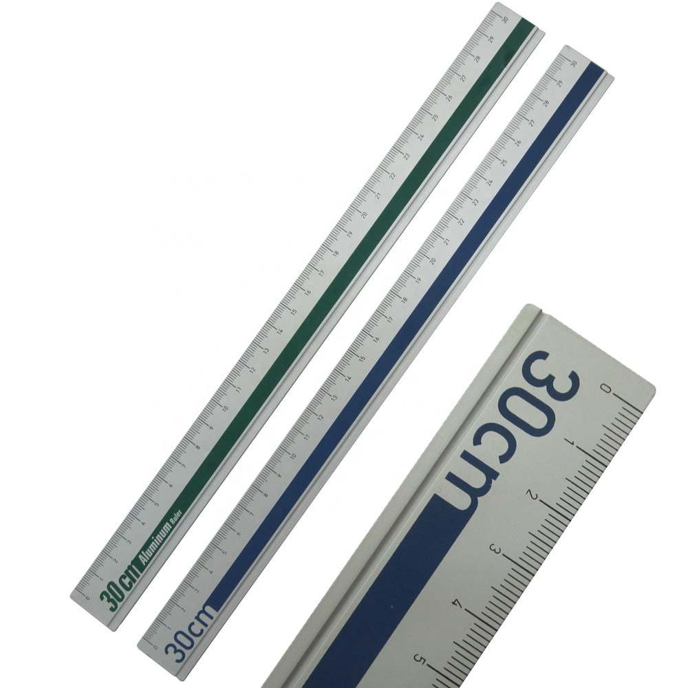 Quality factory price custom logo 30cm straight aluminium metal ruler for office and promotion