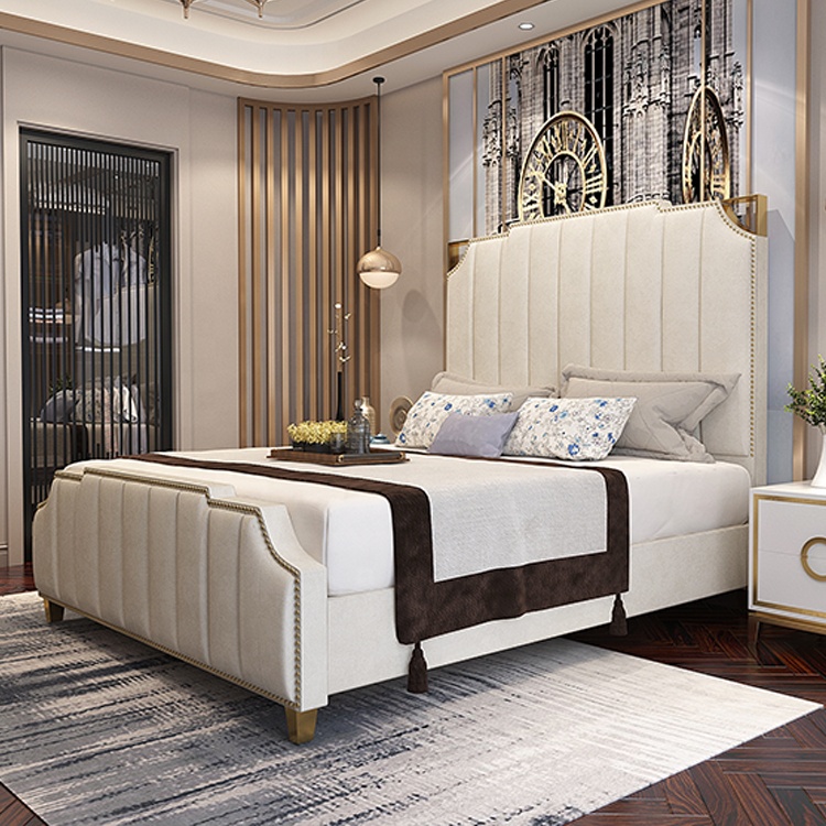 2020 new luxury wooden frame double beds bedroom furniture