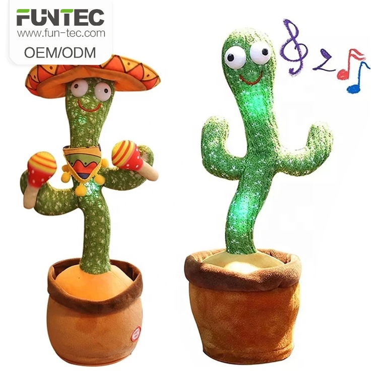 New Musical 120 Cancion Talking Dancing Doll Speak Talk Usb Sound Record Repeat Children Kids Education Toy Gift Cactus Bailarin