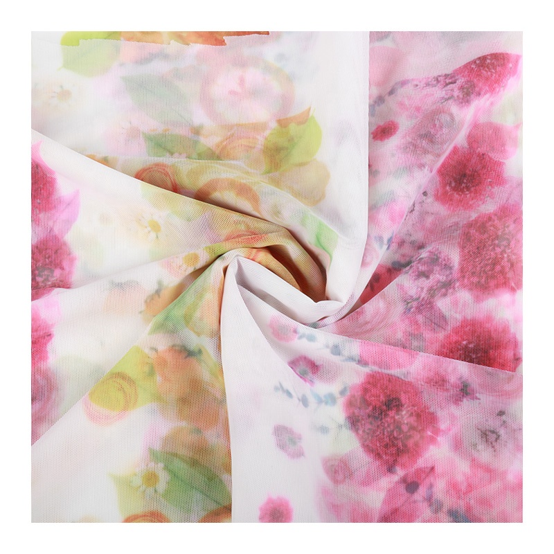 No MOQ Custom High Quality Digital Printing Net Lace Fabrics For Clothing