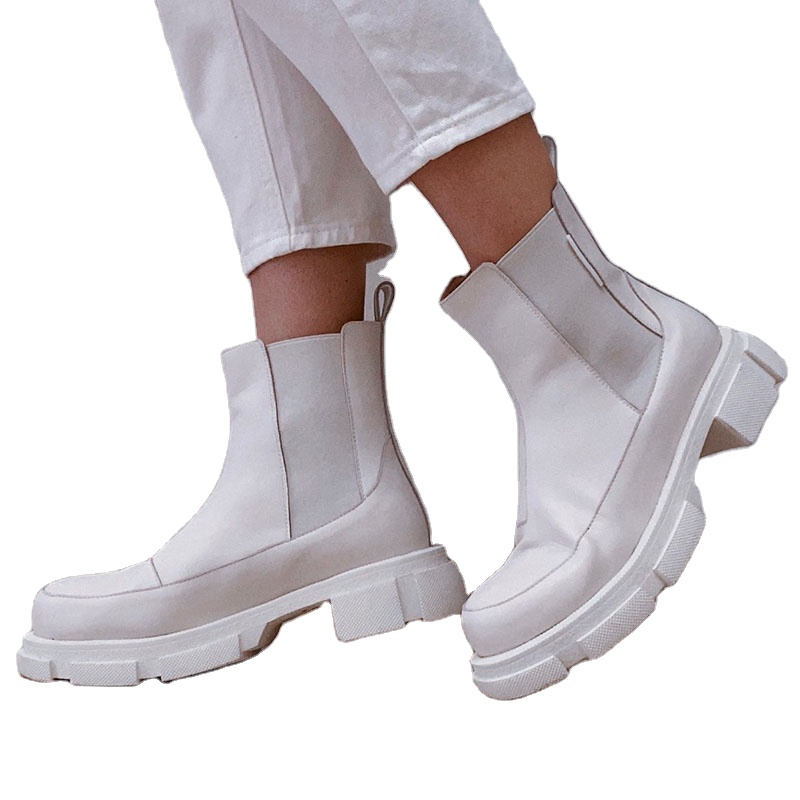 2021 New product hot sale winter women snow Stretch sleeve boots ladies pu leather solid color white causal shoes