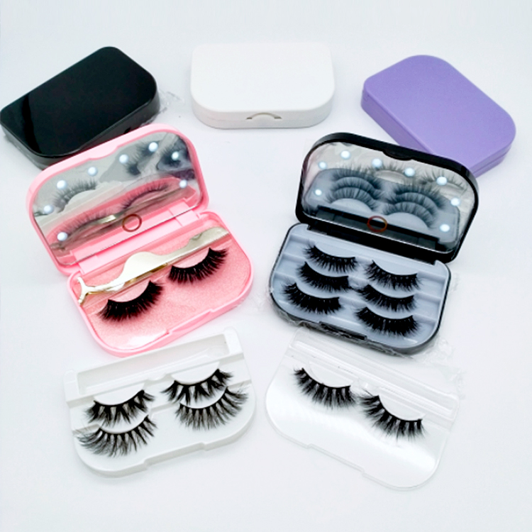 Пользовательские пустые Lashcase модные Несколько ресниц коробка Led свет зеркало ресниц Чехлы Набор Роскошная лампа Lashbox упаковка с лотком