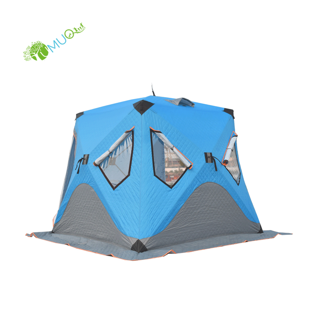 YumuQ 6.5' Winter Ice Fishing Cube Tent  Portable Wind-Resistant Ice Fishing Shelter With Double Door for Outdoor