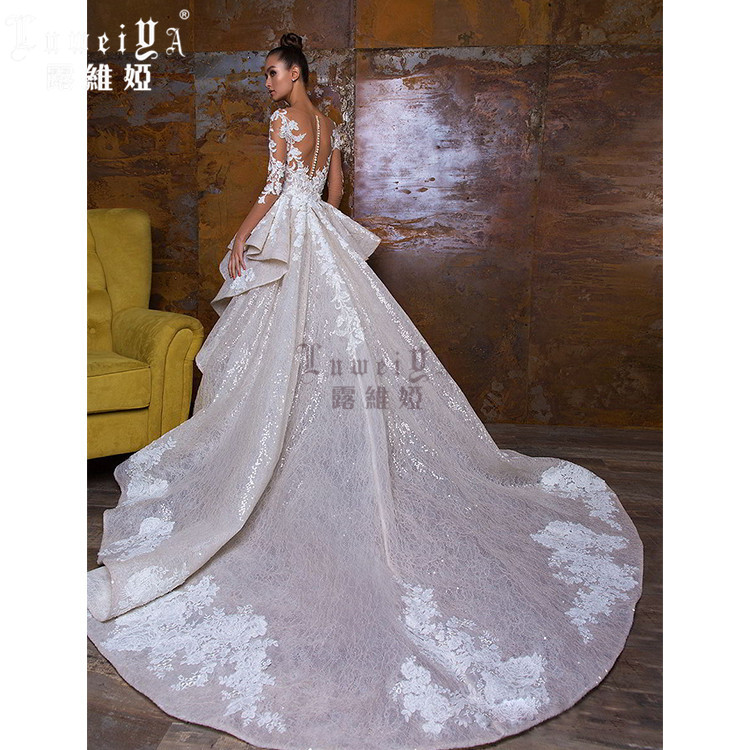 Vestidos De Novia Элегантное свадебное платье с длинными рукавами, кружевные свадебные платья русалки с рукавами для дам со съемным шлейфом