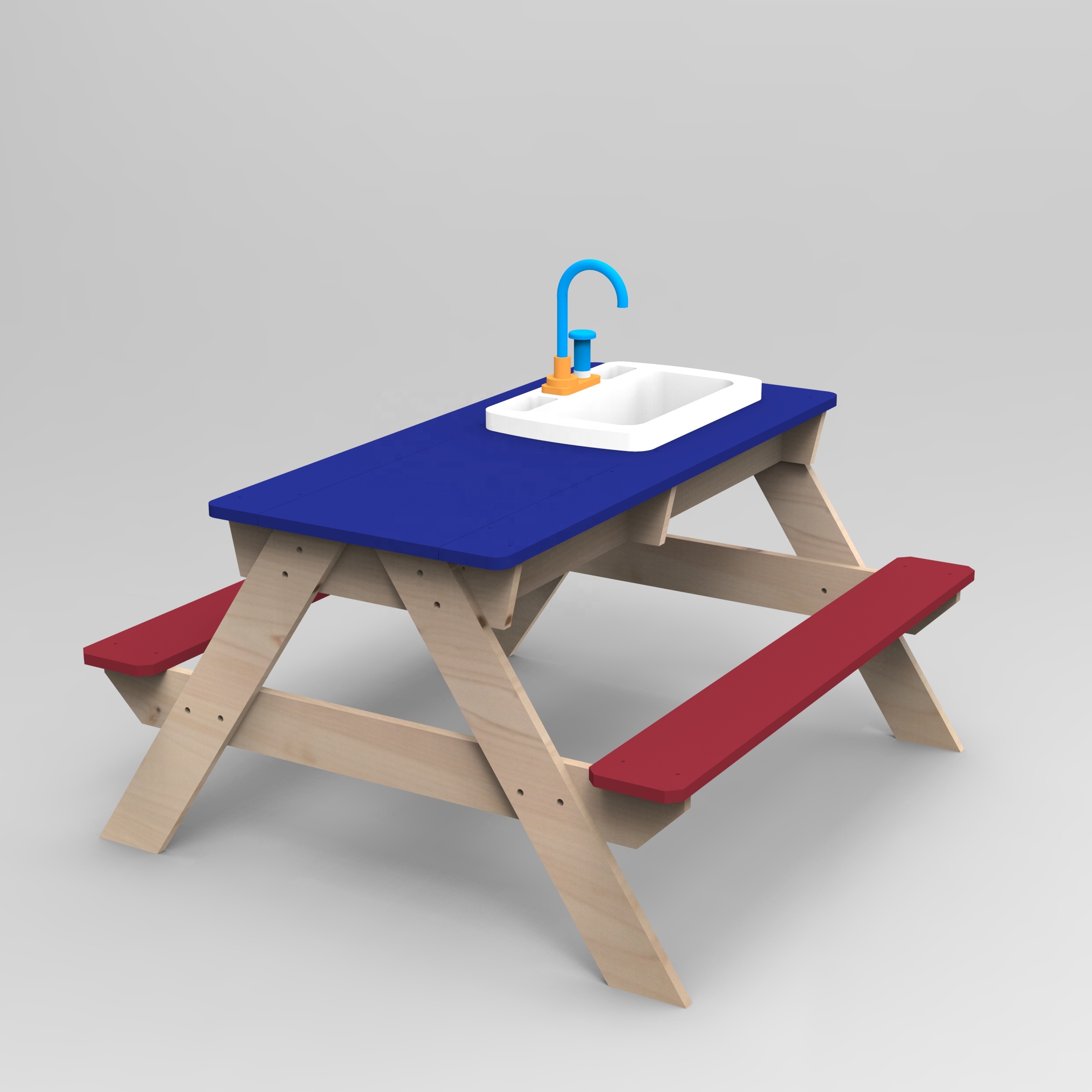 Children Picnic Table Outdoor Wood Set With Basin