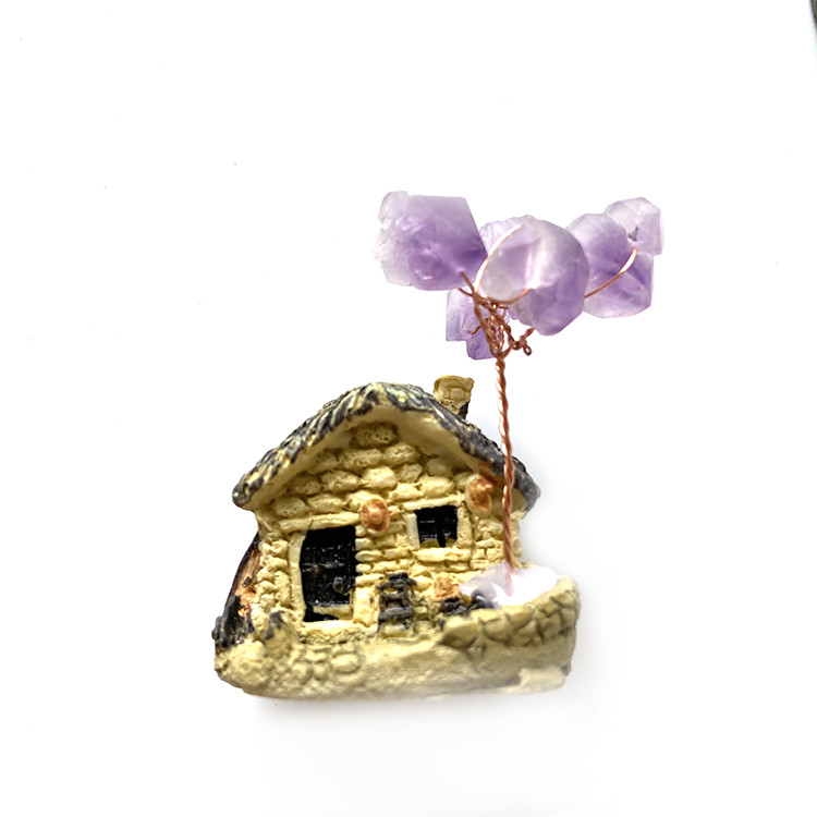 Natural Amethyst Tree Mini House Crystal Quartz Tree of Life Home Decoration Crafts