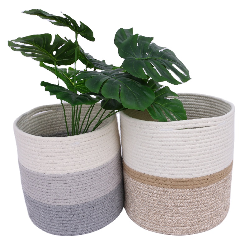 The most popular and environmentally friendly foldable decorative flowerpot pad is a hand-made cotton rope basket