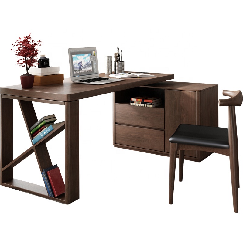 Home Office Desk Study Table Chiar Furniture Rotatable Storage Cabinet with Drawers with USB Interface and Socket
