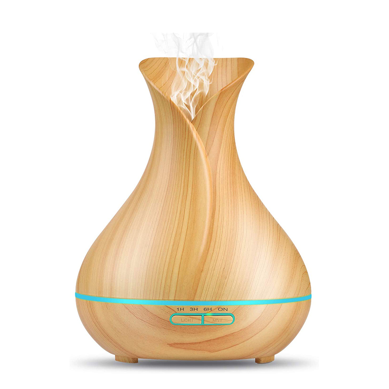 Rechargeable 400Ml Wooden Vase Shape Colorful Led Aroma Essential Oil Aromatherapy Diffusers With Remote Control Air Diffuser