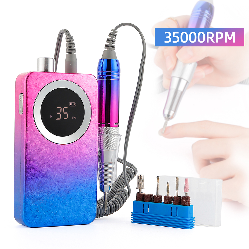 custom logo nail drill machine 35000rpm cordless handpiece electric portable rechargeable nail drill for remover gel nail