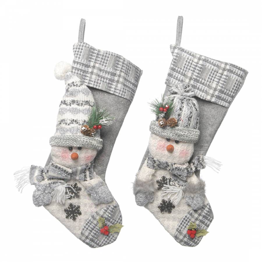 High quality Top Seller Plush Plaid Cute Patterns Christmas Stocking Grey Christmas Stocking In Bulk