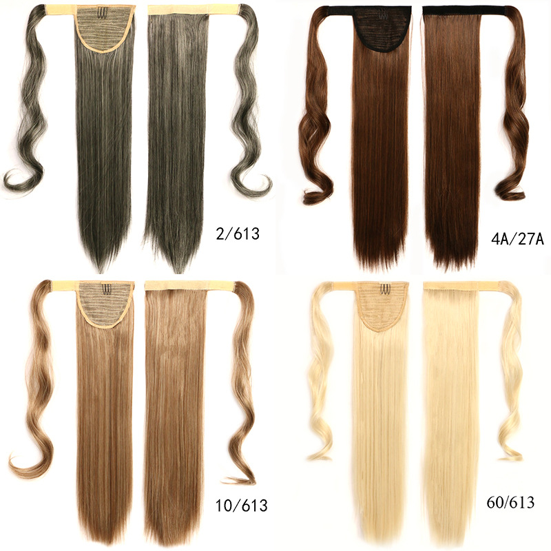 superior quality Clip in tail Extension Wrap Around Long Straight Tail Hair 24 Inch 100g Synthetic Hairpiece tail