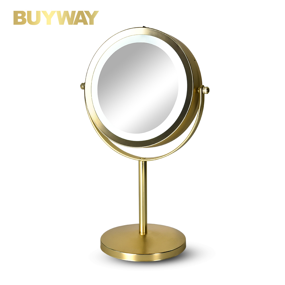 Gold standing table vanity led makeup mirror