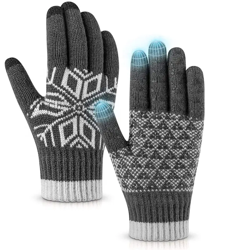 Elastic Cuff Anti Slip Winter Knit Texting Driving Working Skiing Warm Thermal  Cycling Touchscreen Gloves