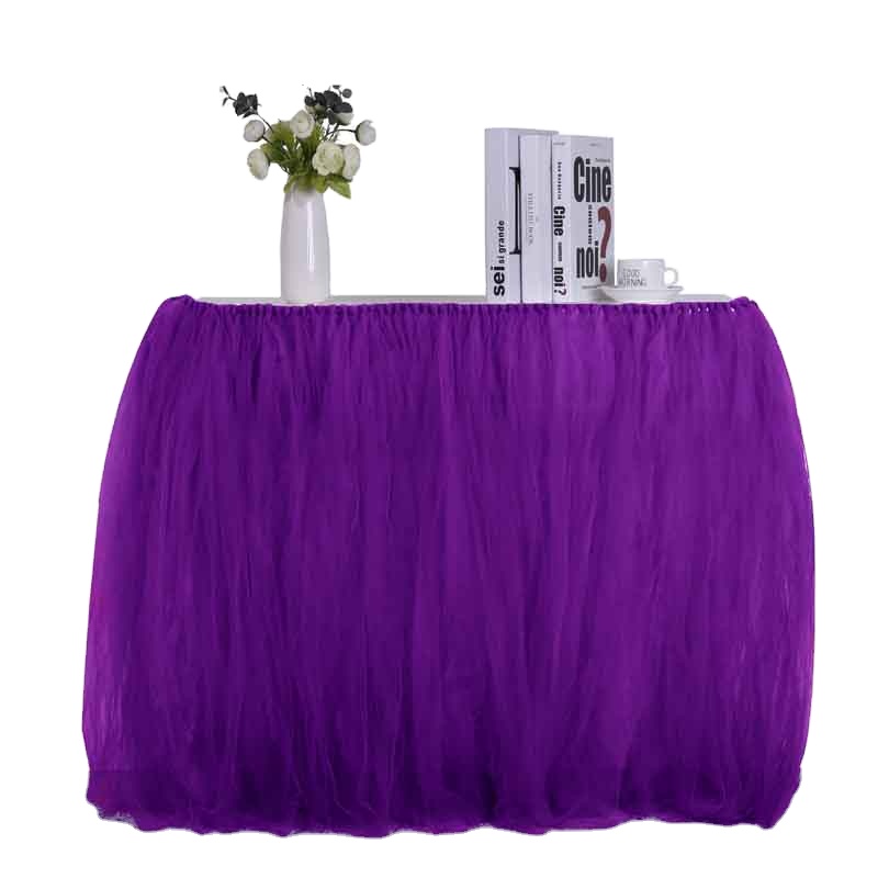 Tulle Tutu Table Skirt Tulle Tableware for Wedding Decoration Baby Shower Party Wedding Table Skirting Home Textile 91.5x80cm