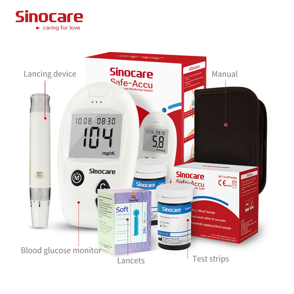 SINOCARE Sugar Diabetes Blood Sugar Test Kit,Blood Sugar Glucose Meter with Test Strips Lancet