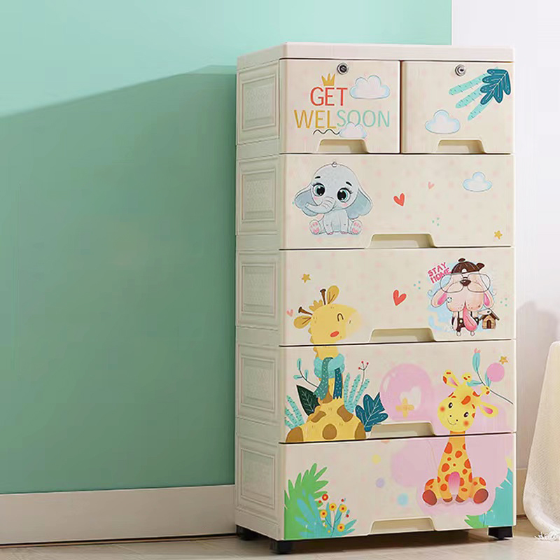 Cartoon Lovely Bear Animals Plastic Storage Drawer Cabinet Multi Layers